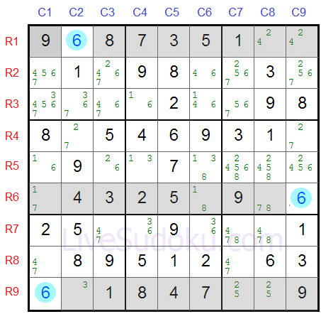 Sudoku Swordfish Example