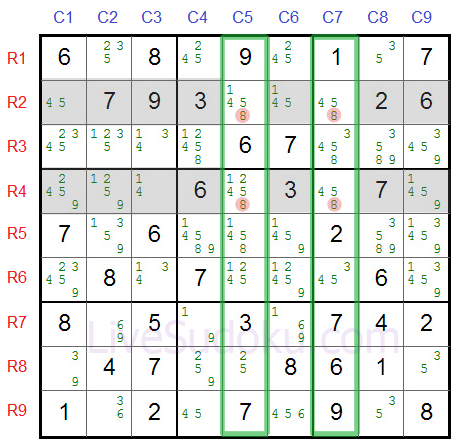 Sudoku X Wing Example