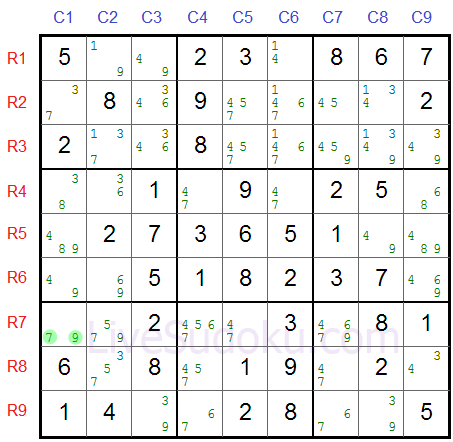 Sudoku XY Wing Example