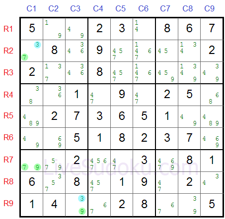 Sudoku XY Wing Example