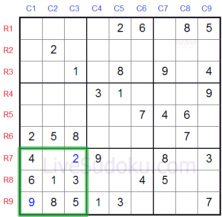 Ejemplo animado de Casa Llena en el sudoku