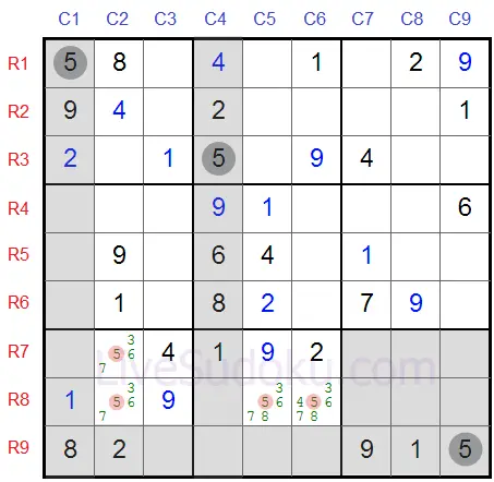 Sudoku Vergrendelde Kandidaten type 1