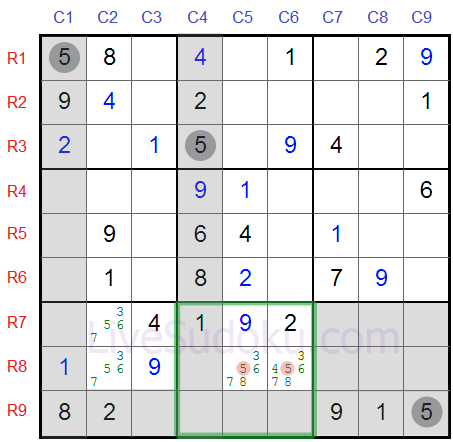 Sudoku Locked Candidates type 1