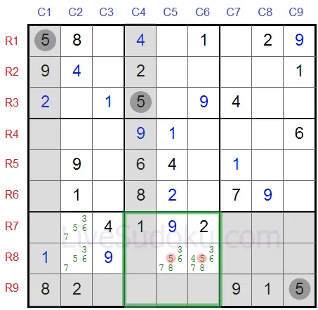 Sudoku Vergrendelde Kandidaten type 1