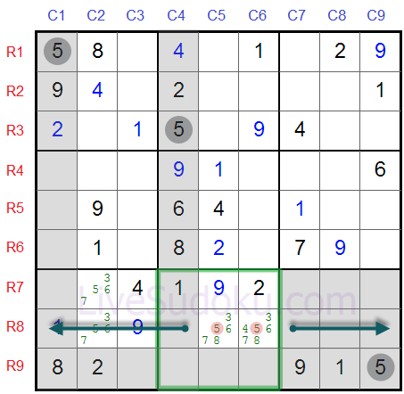 Sudoku Locked Candidates type 1