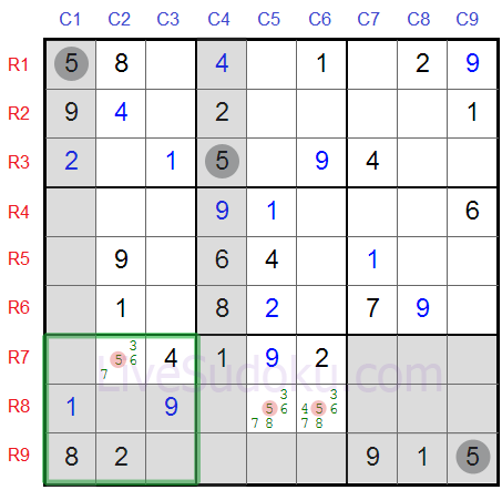 Sudoku Locked Candidates type 1
