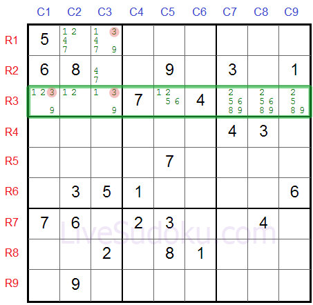 Sudoku Locked Candidates type 2